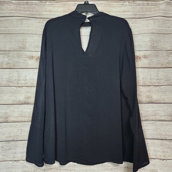 Unique Spectrum V-Neck Black Embroidered Tunic Choke Collar Women's Size XL - Picture 10 of 15